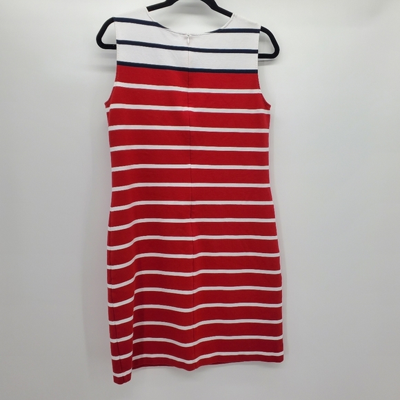 Brooks Brothers stripe knit tank shift corton zip dress women's size 10 - Picture 6 of 7